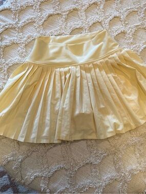 YPB Butter Yellow Pleated Casual Activewear Mini Tennis Flare A-Line Skirt Small